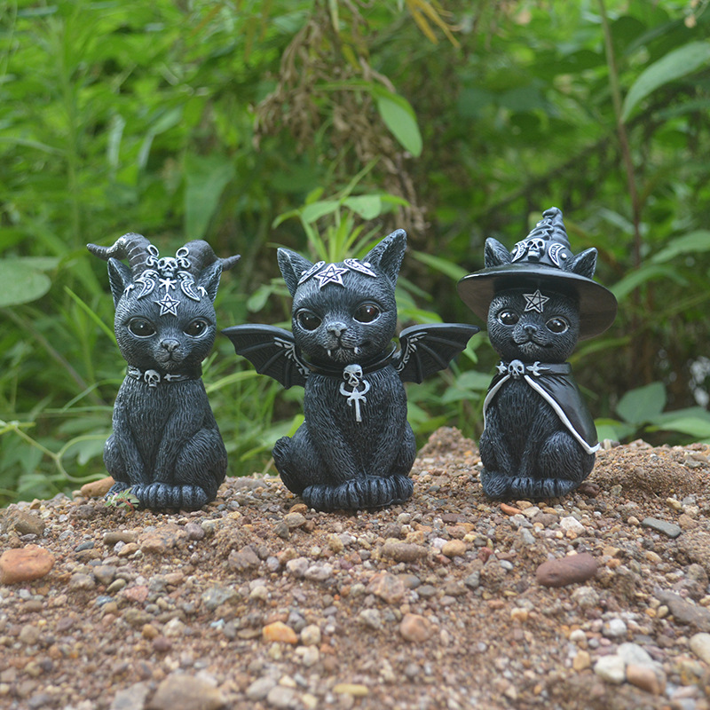 Bonsai Garden For Desk - Halloween Magic Cat Resin Craft Figurines
