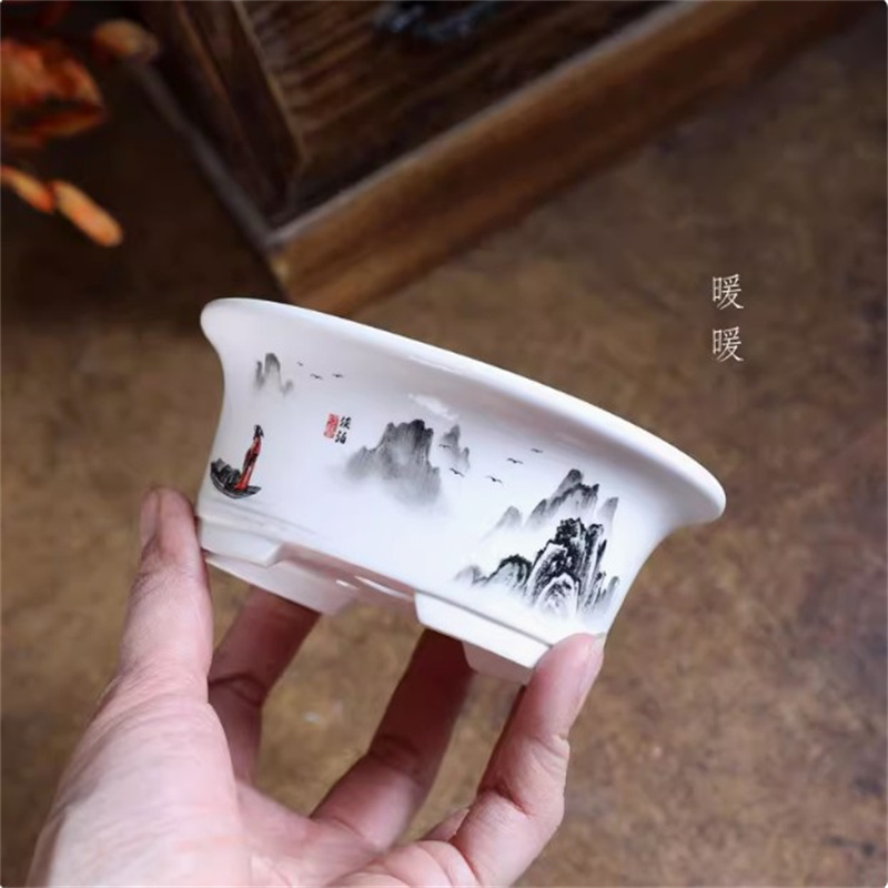 Porcelain White Oval Bonsai Po - Bonsai Garden For Desk ulasan dan harga
