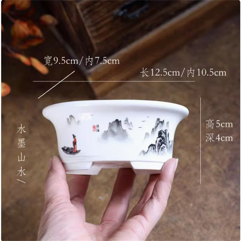 Porcelain White Oval Bonsai Po - Bonsai Garden For Desk ulasan dan harga