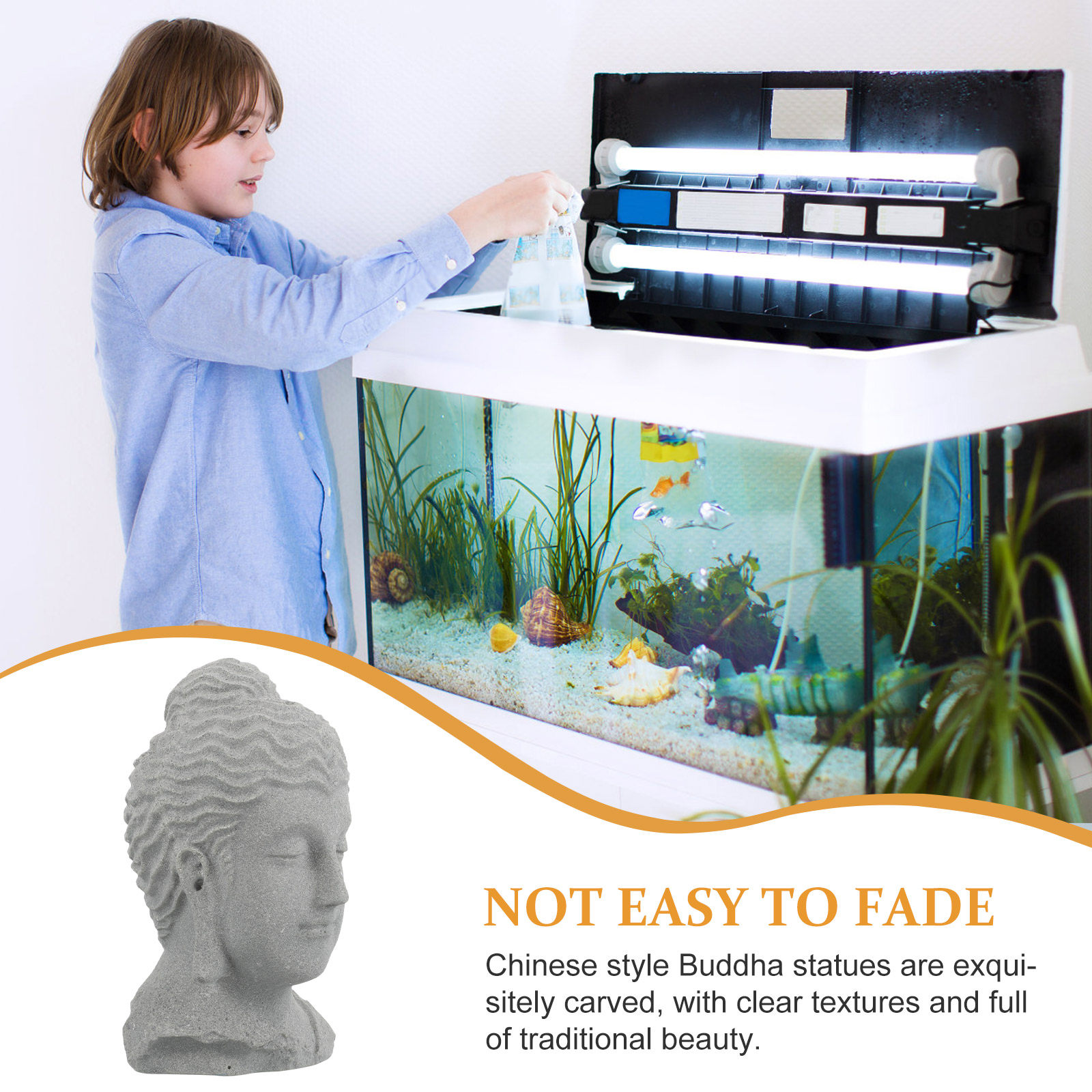Meditating Buddha Head Statue  - Bonsai Gardener ulasan dan harga
