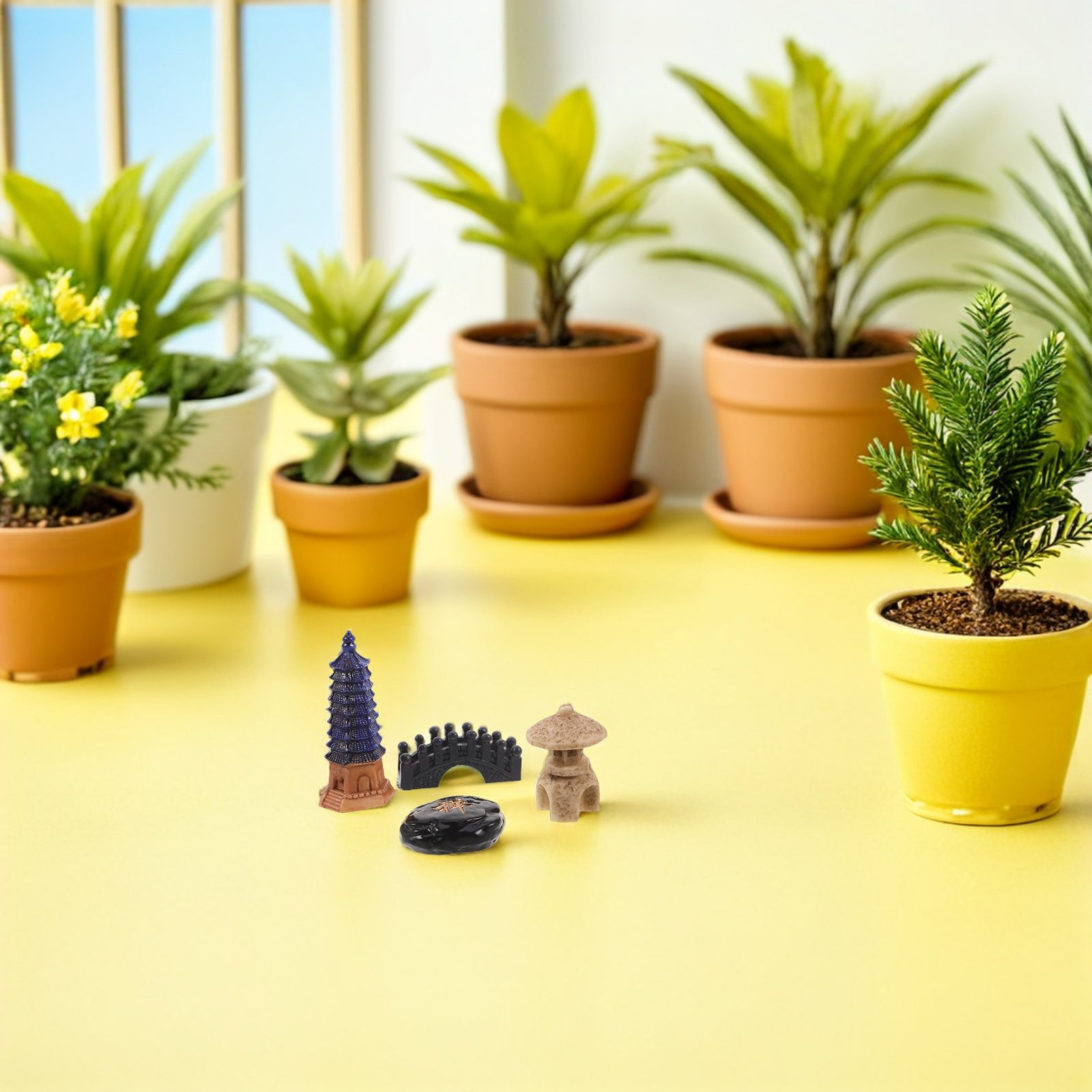4Pcs Mini Japanese Pagoda Stat - Bonsai Garden For Desk ulasan dan harga