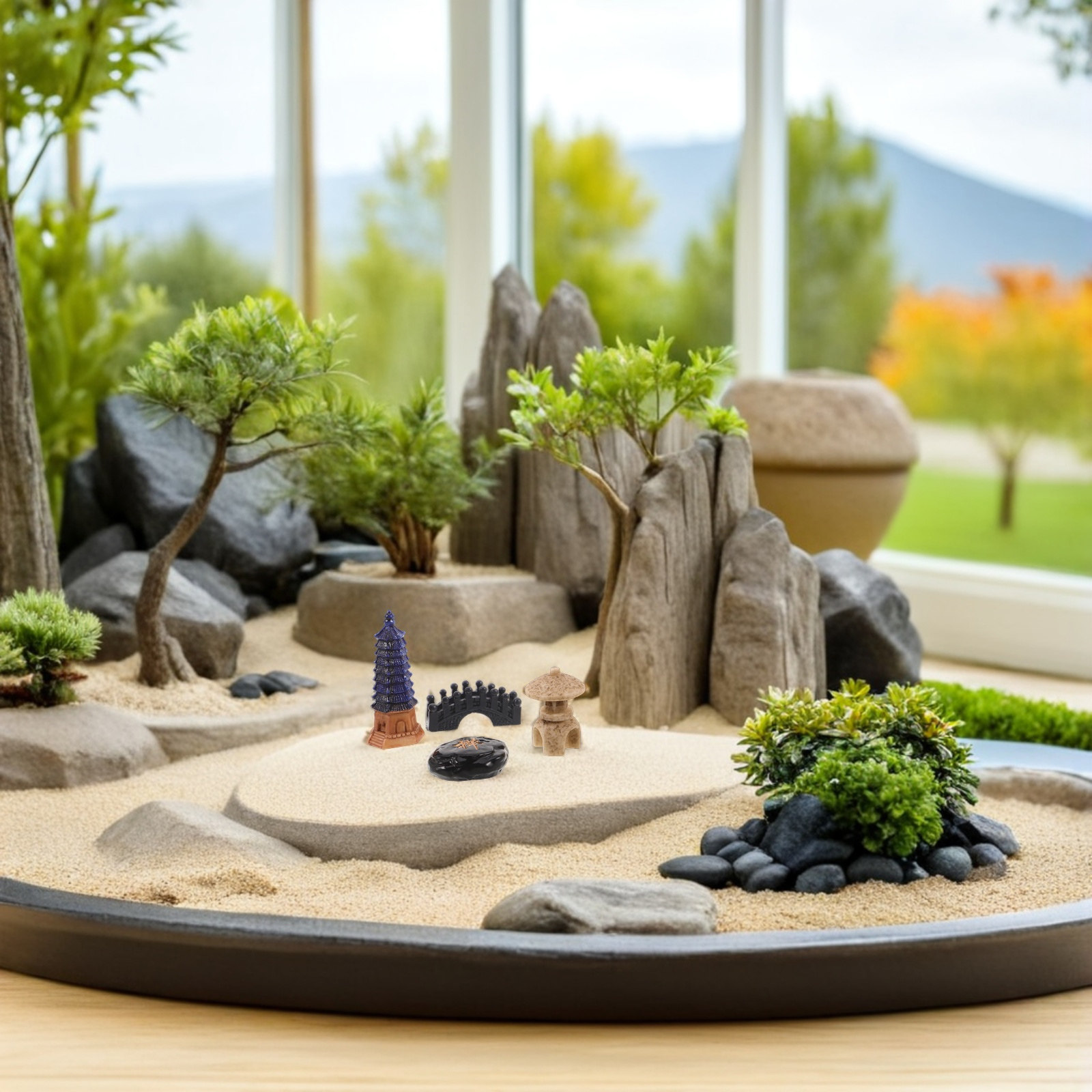4Pcs Mini Japanese Pagoda Stat - Bonsai Garden For Desk ulasan dan harga