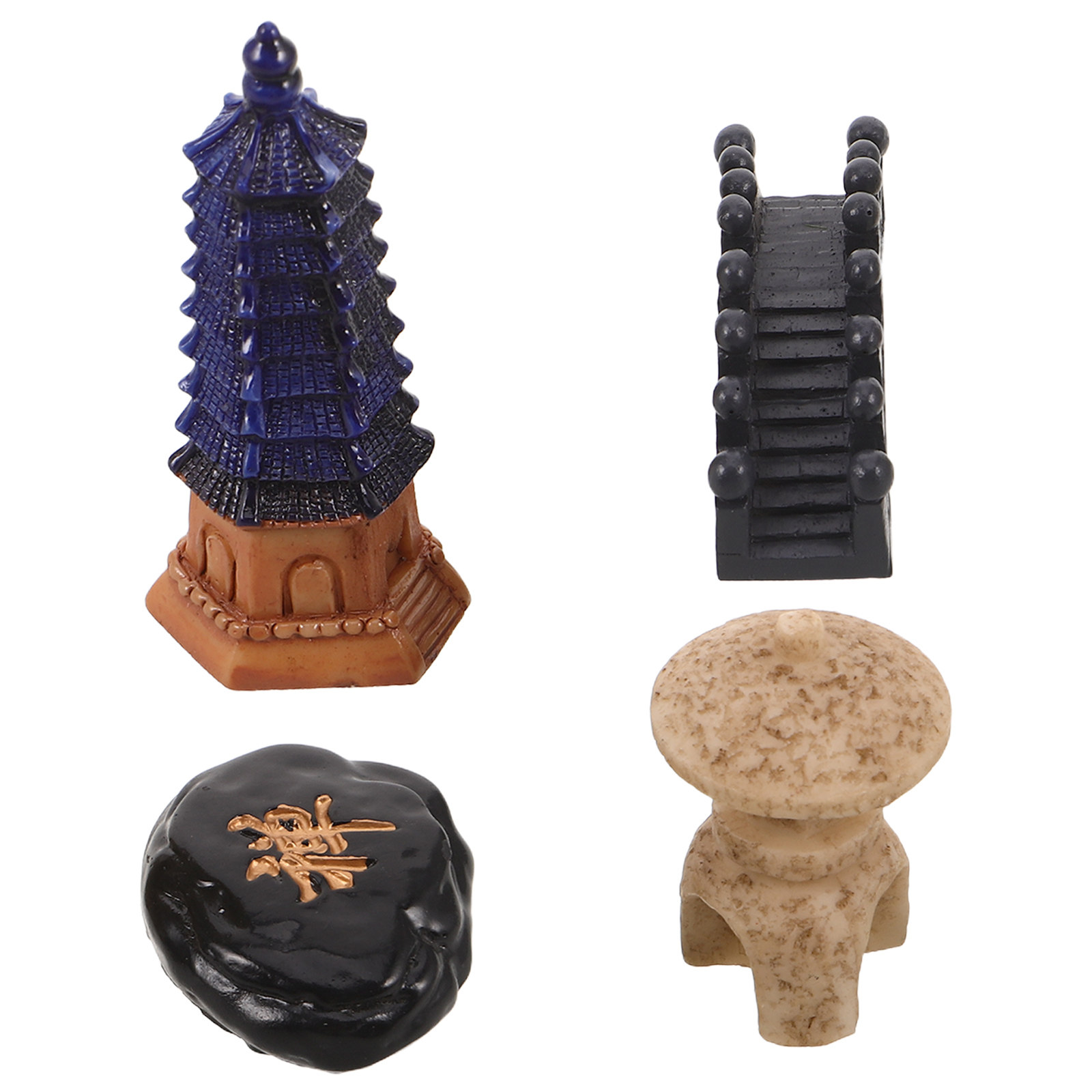 4Pcs Mini Japanese Pagoda Stat - Bonsai Garden For Desk ulasan dan harga