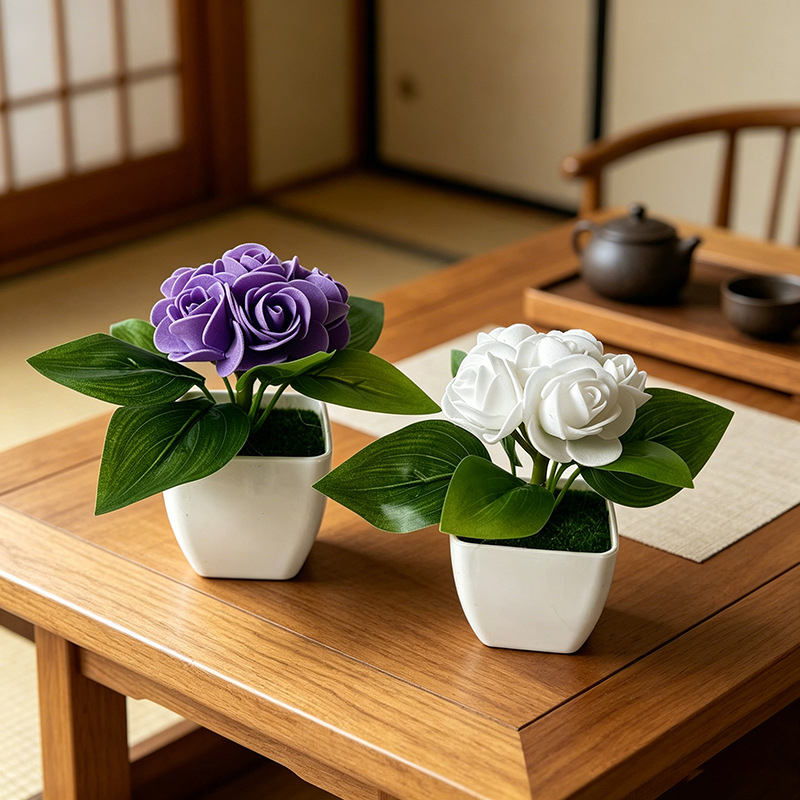 6-Flower Rose Simulation Small - Bonsai Garden Shop ulasan dan harga