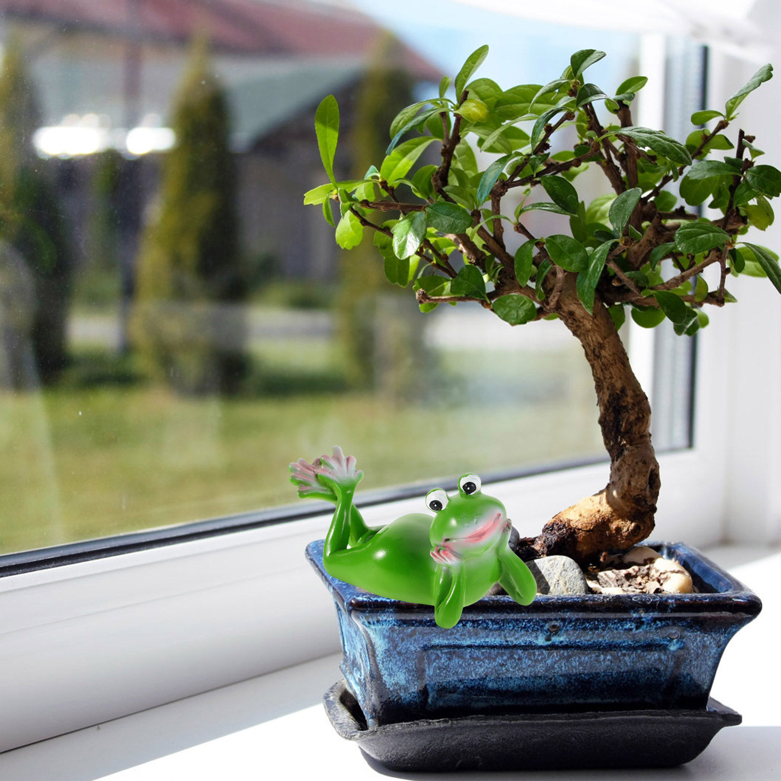 Resin Frog Garden Ornament Cut - Bonsai Garden For Desk ulasan dan harga